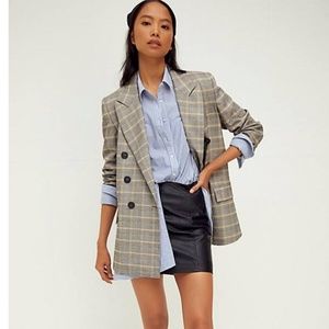 UO Free People Faux Vegan Leather Mini Skirt Black